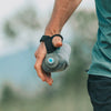 The Hydrapak Skyflask IT Speed insulated handheld bottle (500ml) displayed in hand