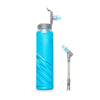 Close-up of the Malibu Blue Hydrapak Ultraflask Speed 500ml, highlighting its SpeedFill cap for quick refills.
