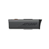 A compact black and orange power bank, perfect for on-the-go charging, showcasing a modern and portable design.