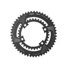A black chainring against a white backdrop, featuring the Magene QED Lightweight Split Chainring Set-110/4 BCD for 11/12 speed.