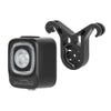 A square-shaped Magicshine SEEMEE rear light shown next to a black V-shaped mount with two arms.