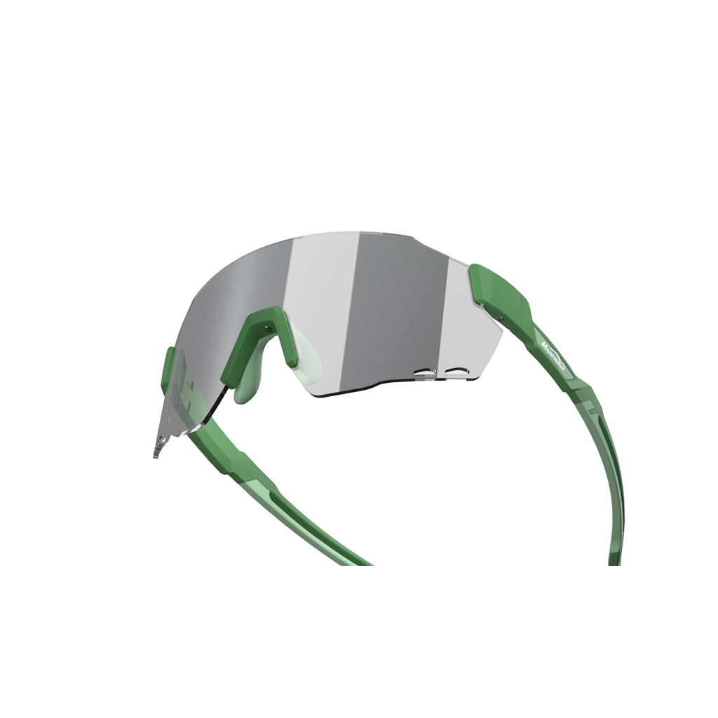 Ultralight, frameless Forest Green Magicshine Windbreaker Photochromic eyewear, providing comprehensive eye protection and redefined style for road cycling.