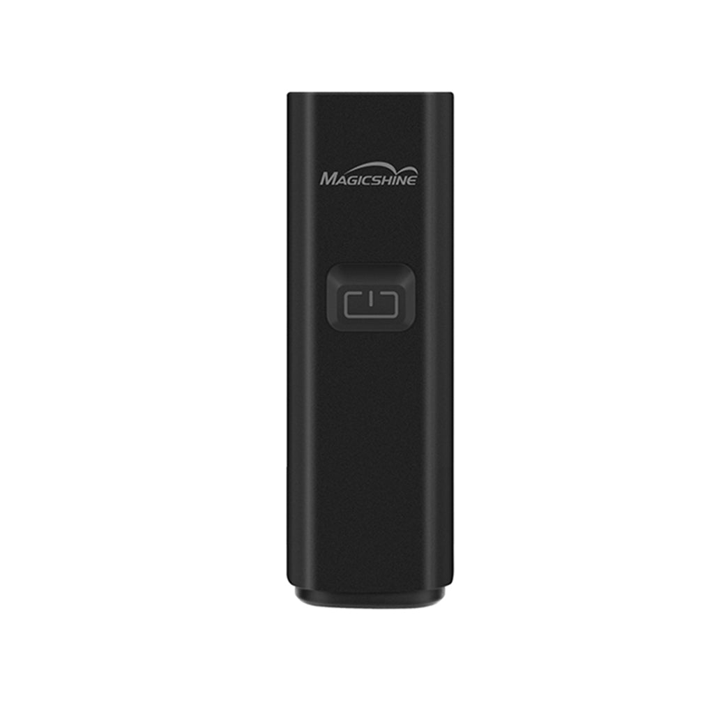 A Magicshine ALLTY 600V2.0 bike light, ready to provide reliable and powerful illumination for safer cycling, displayed with its handlebar strap for easy attachment.
