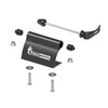 A black metal clamp featuring screws and bolts, designed for the TreeFrog 9QR-15X100mm Thru Axle Fork Mount Bracket