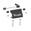 Detailed view of a black metal clamp with screws and bolts, associated with the TreeFrog 9QR-15X100mm Thru Axle Fork Mount.
