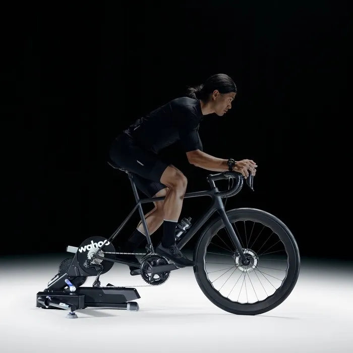 The Wahoo KICKR MOVE, a virtually silent direct drive smart trainer, ideal for performance-focused indoor cycling workouts.