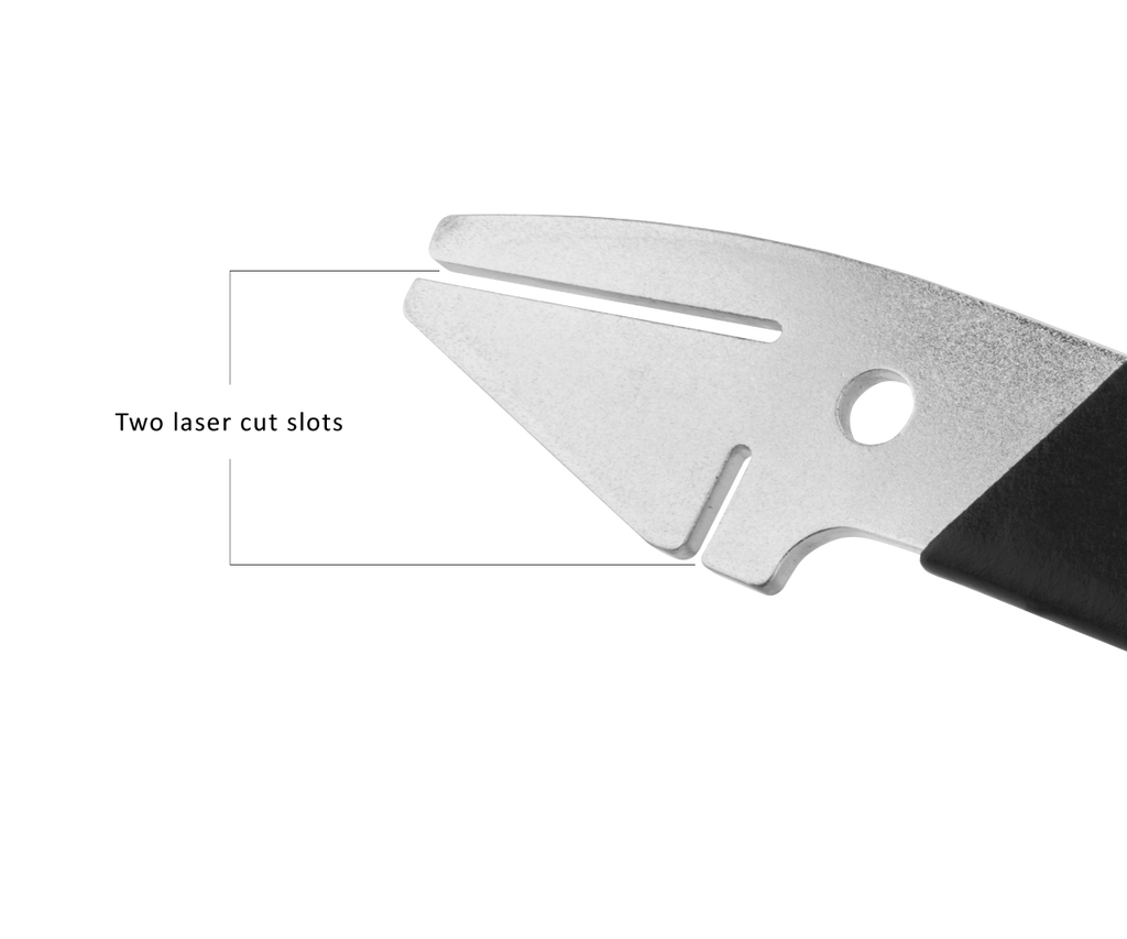 Close-up of the Birzman Rotor Truing Fork, showing its design for a secure grip on a bike rotor.