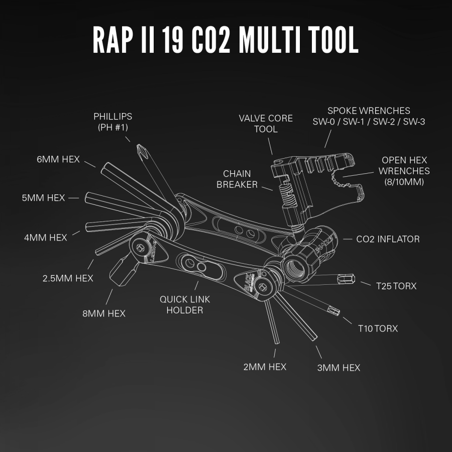 Lezyne multitool for bike repairs with chain breaker and hex wrenches