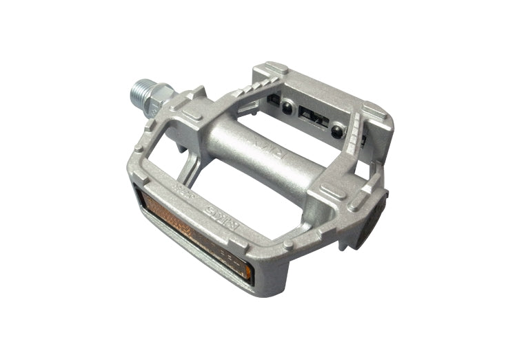 MKS RMX Pedal - Silver: Durable alloy bicycle pedal with cup and cone bearings, ideal for sneakers and versatile cycling.