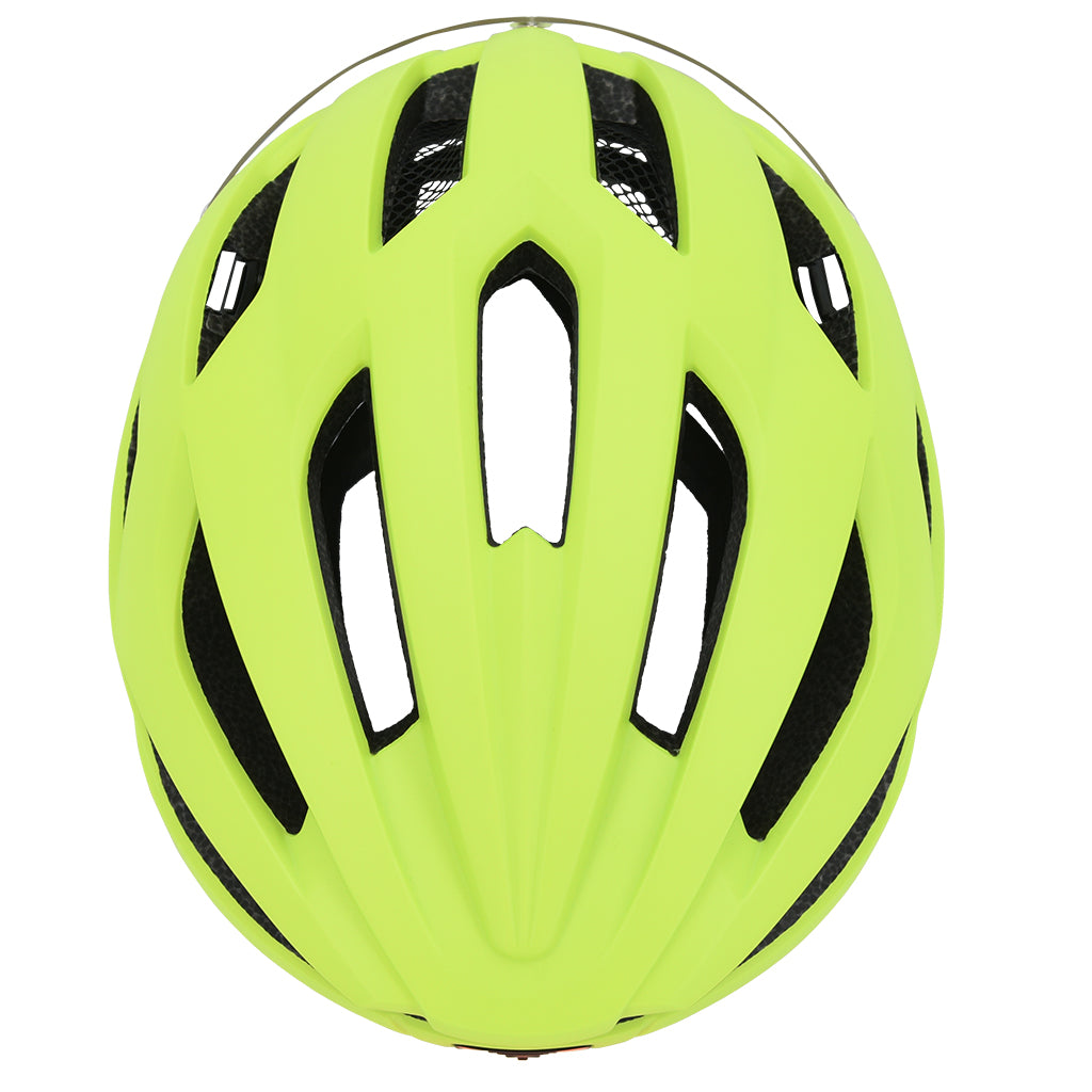 Safety Labs Expedo helmet front view matte neon yellow finish