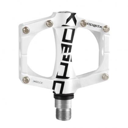 Xpedo TRVS 9 white flat pedal with CNC aluminum body and wide platform