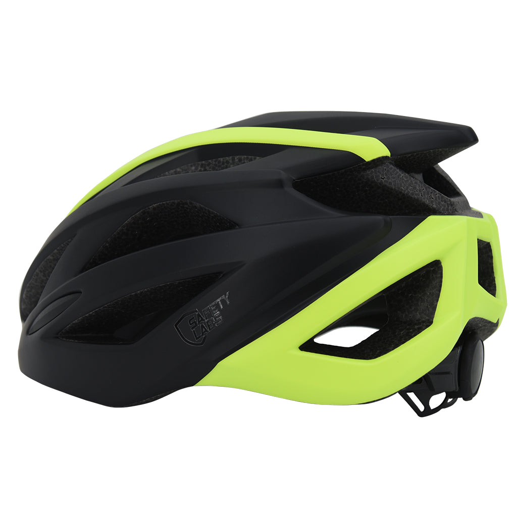 Safety Labs XENO helmet front view matte black yellow finish