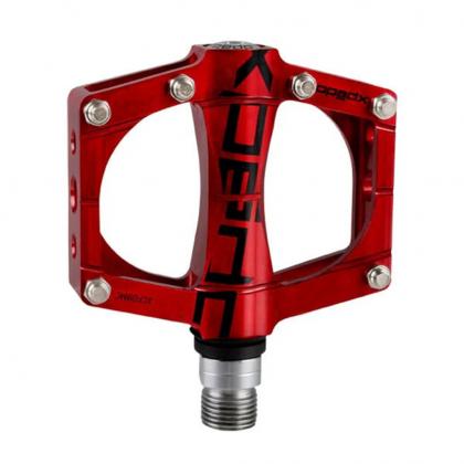 Xpedo TRVS 9 red flat pedal with CNC aluminum body and wide platform