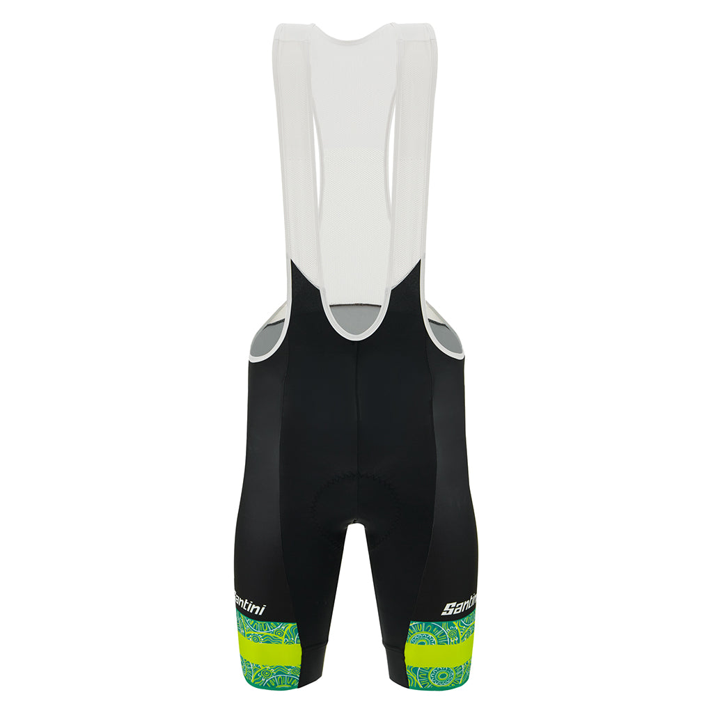 Santini Australian National Team Bibshorts, Black, front view.
