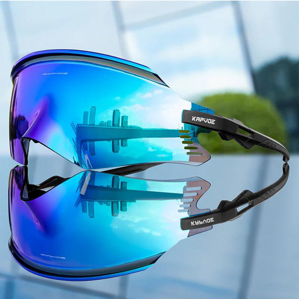 Kapvoe X2 sports sunglasses with high-definition lenses for clear night riding and UV400 anti-glare eye protection.