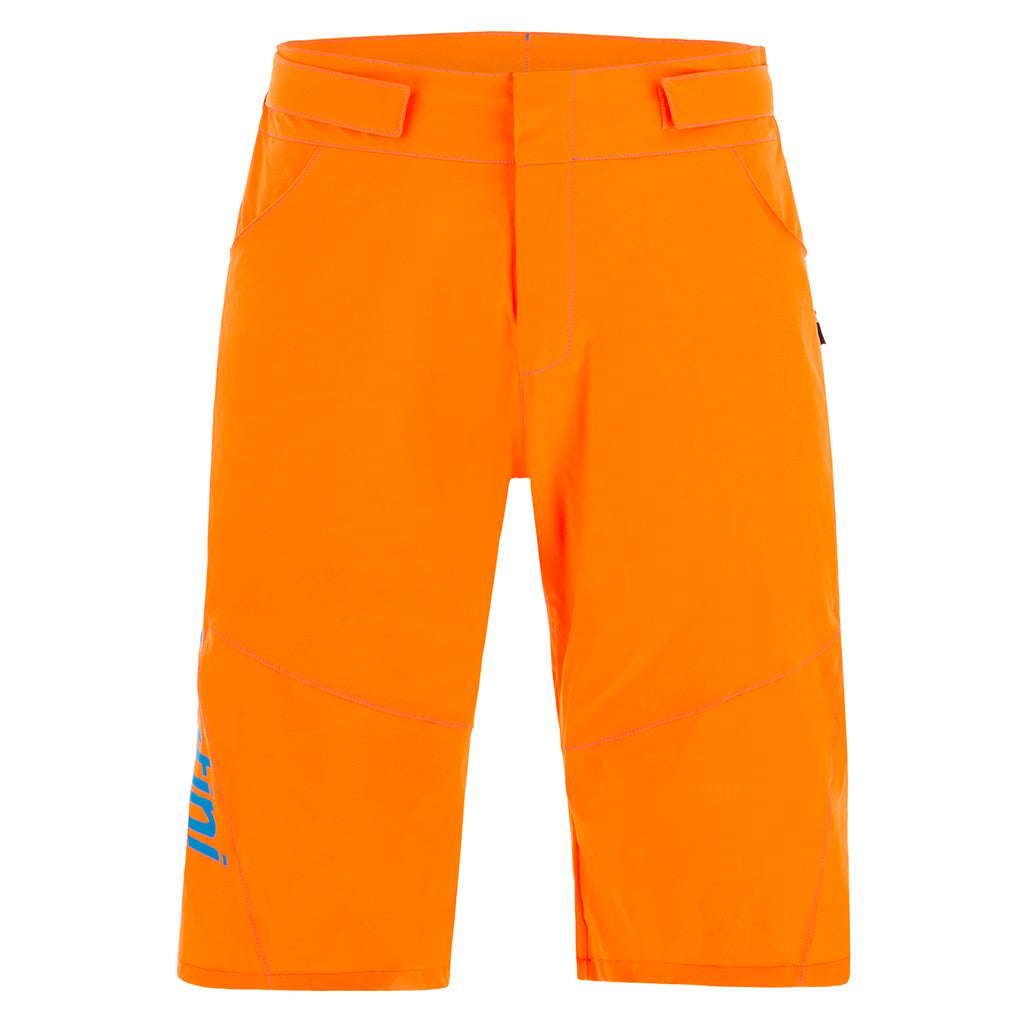 Santini MTB Selva Shorts, Flashy Orange, front view.