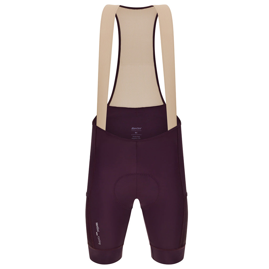 Santini Cargo Bibshorts, Burgundy, front view.