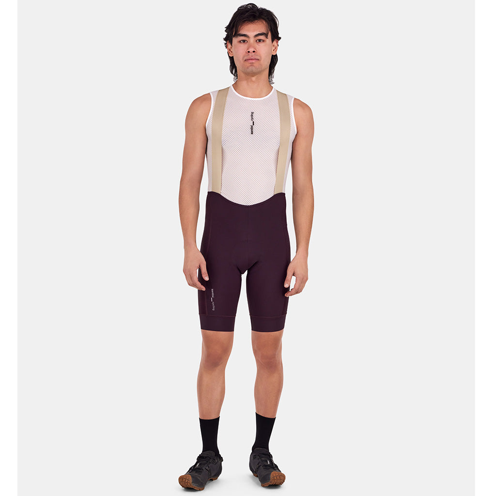 Santini Cargo Bibshorts, Burgundy, back view.