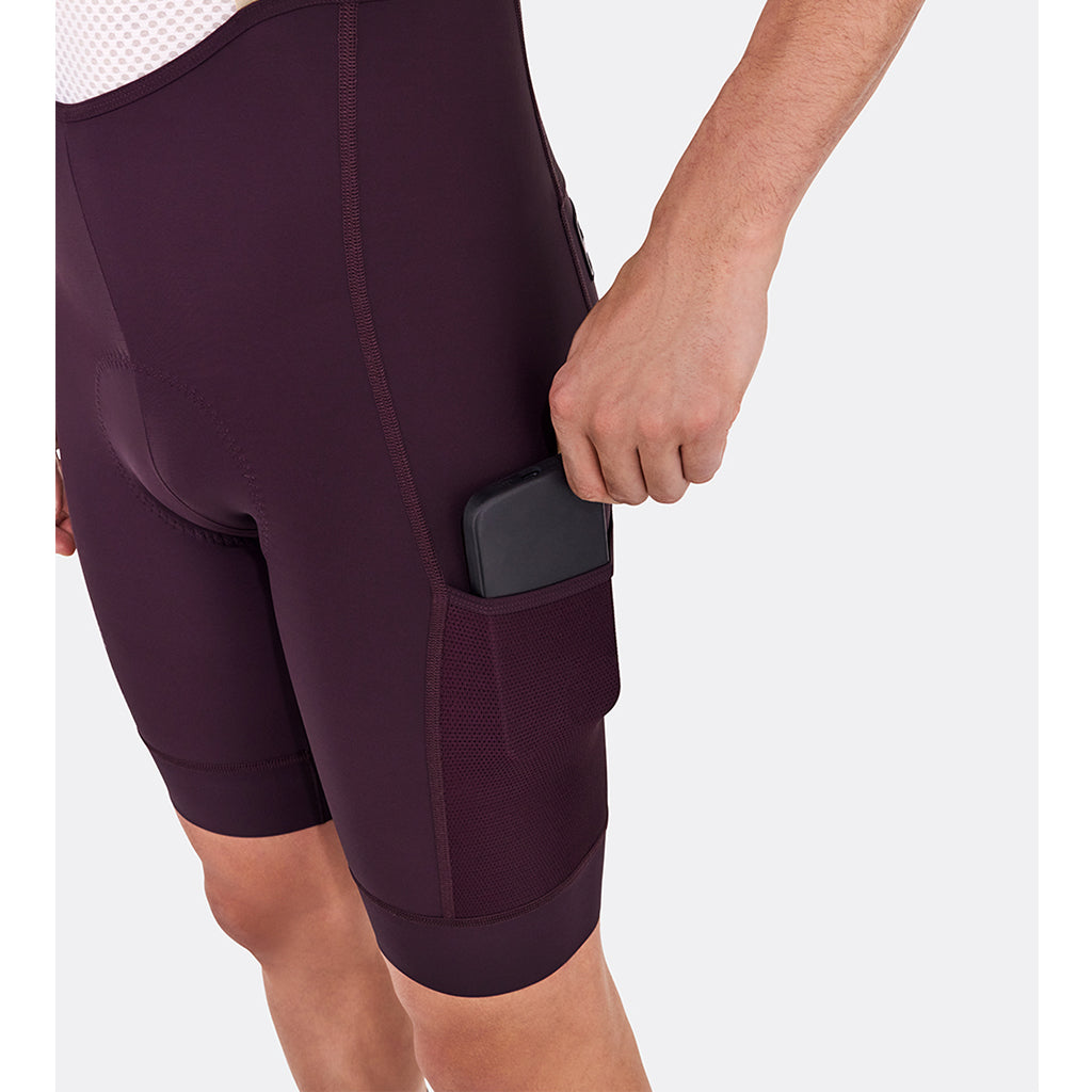 Santini Cargo Bibshorts, Burgundy, strap and back-panel detail.