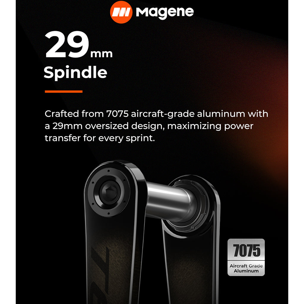 Magene TEO carbon crank set installed on road bike