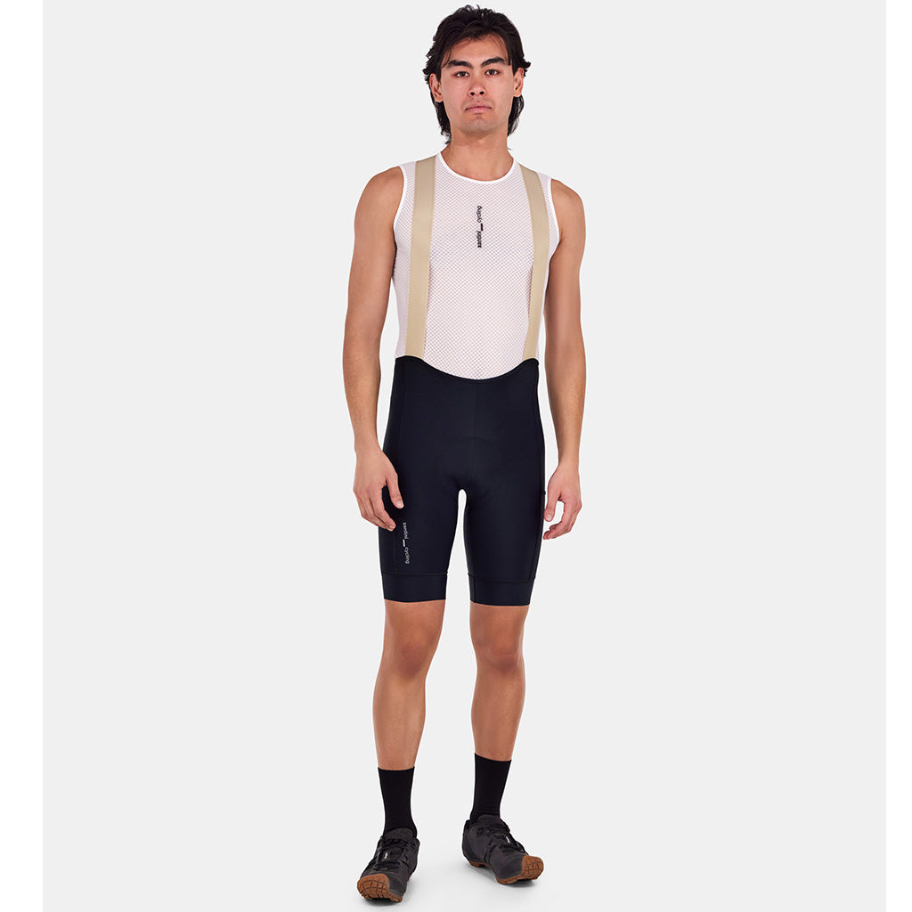 Santini Cargo Bibshorts, Black, back view.