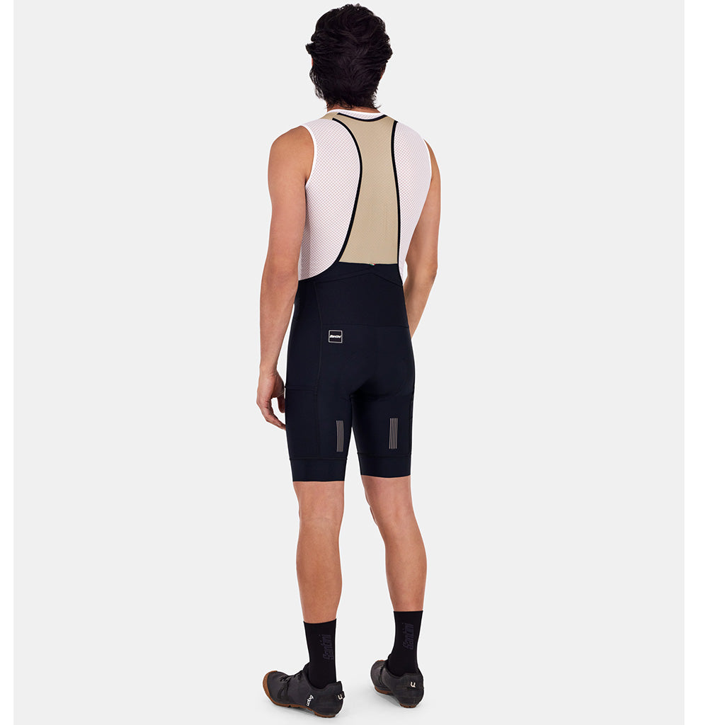 Santini Cargo Bibshorts, Black, side view.