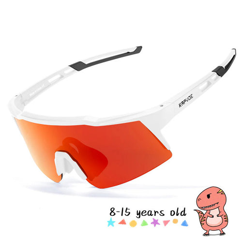 Kapvoe K9028 kids’ sports sunglasses with TR90 frame, UV400 polycarbonate lenses, and polarized black lens for ages 8–15