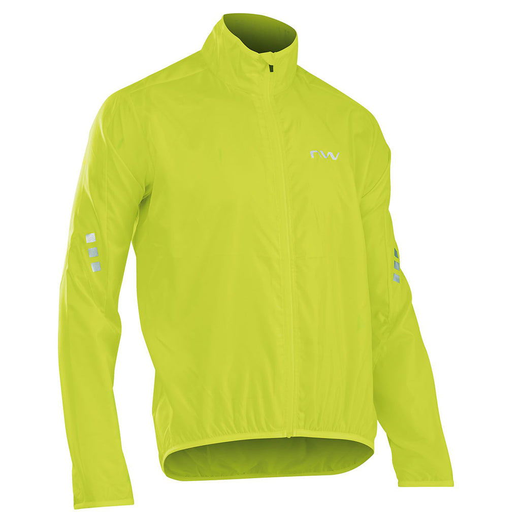 Northwave Vortex 2 Rain Jacket in Yellow Fluo with reflective chest and sleeve prints