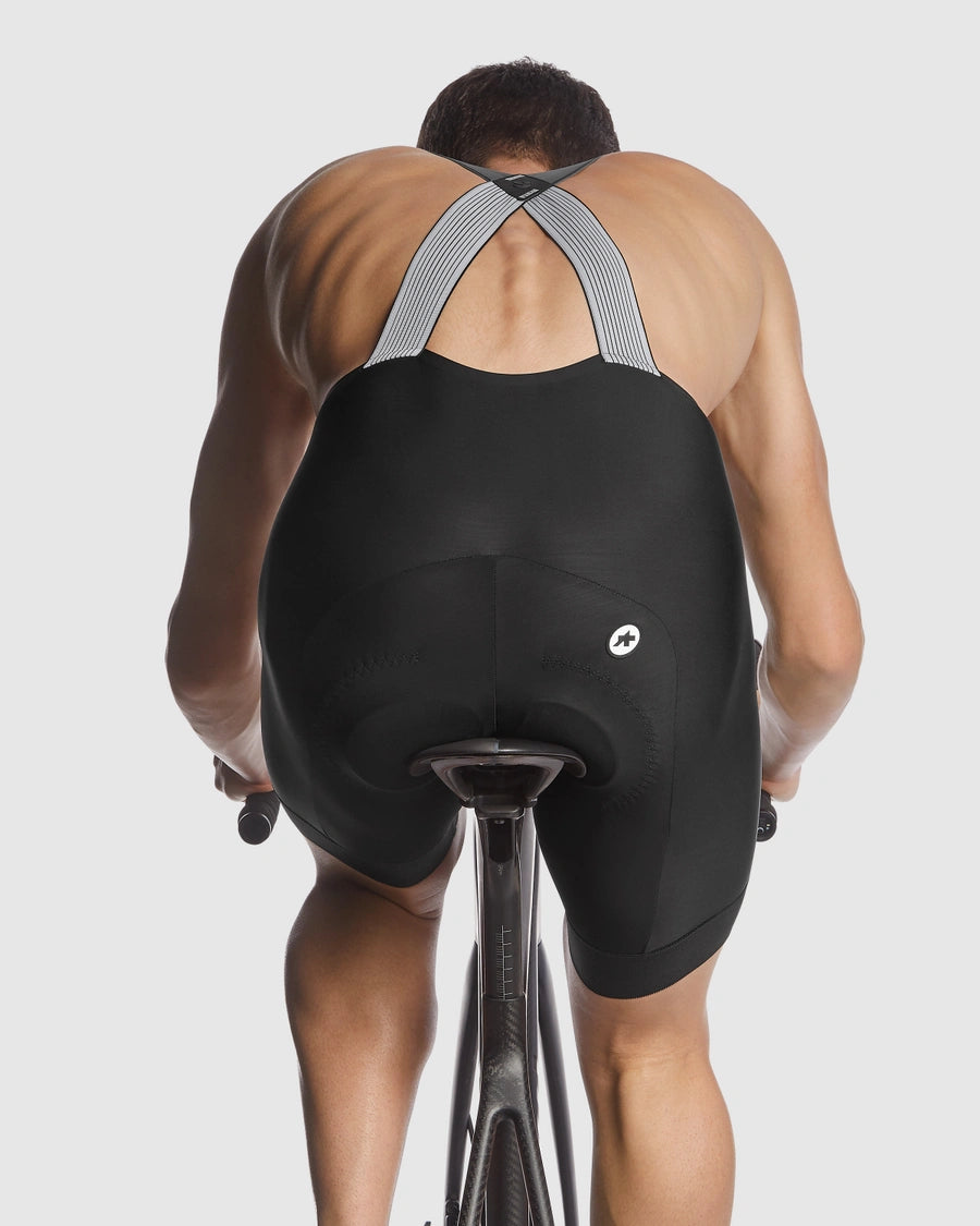 Black ASSOS cycling bib shorts C2 for long-distance comfort