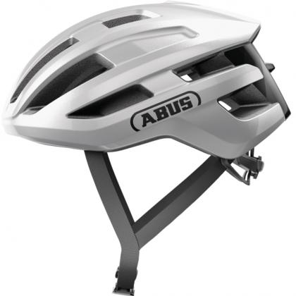 Abus PowerDome road bike helmet side view Gleam Silver