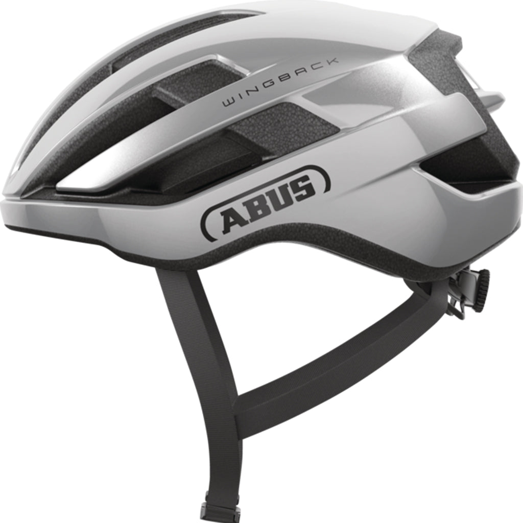 Abus Wingback Gleam Silver side profile with deep ventilation channels