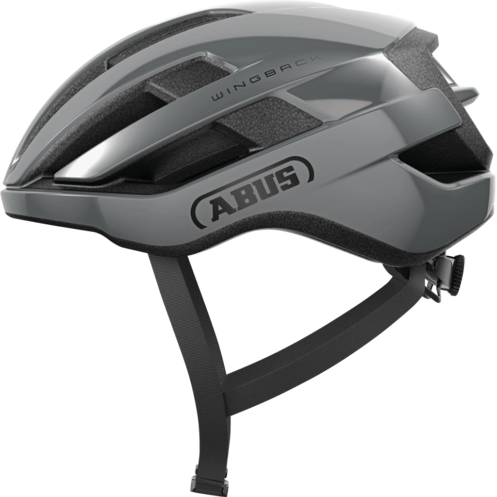 Abus aerodynamic road cycling helmet with FlowStraps webbing