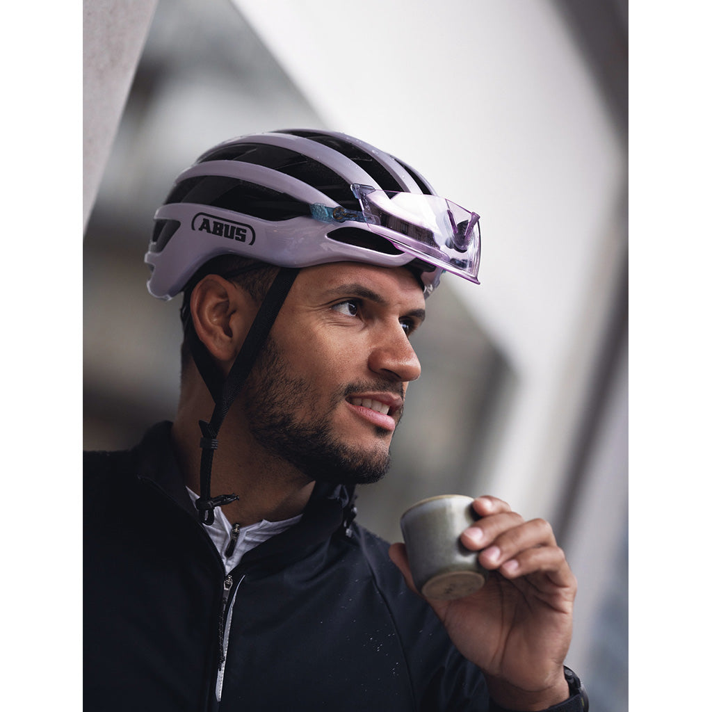 Floating pad system and stitched straps featured in this premium Abus road helmet for a noiseless, streamlined experience.