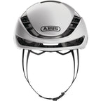 Aerodynamic cycling helmet by Abus in silver finish