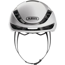 Aerodynamic cycling helmet by Abus in silver finish