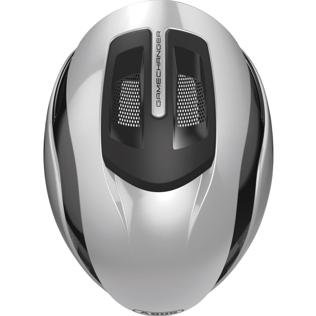 Abus silver helmet with airflow channels and Zoom Pro dial