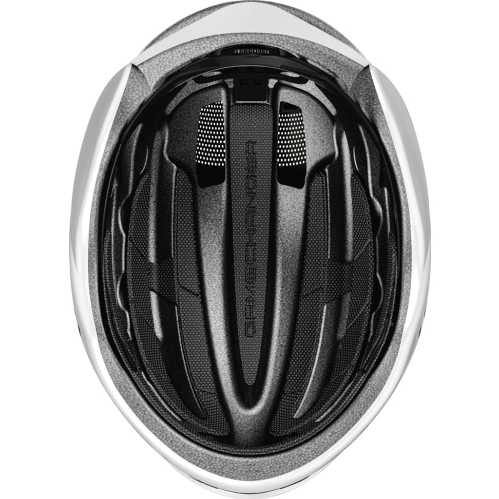 Lightweight in-mould silver helmet for road racing cyclists