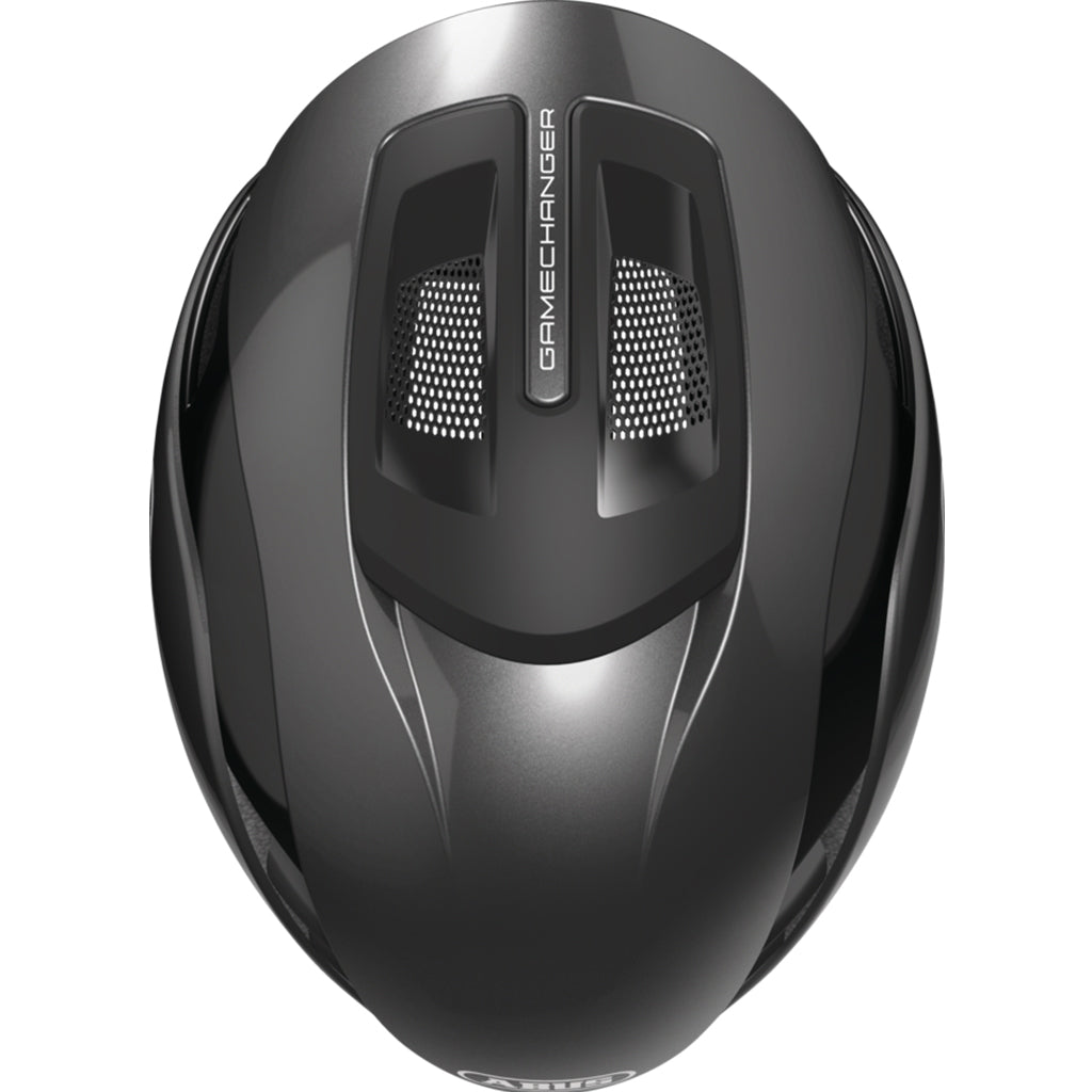 Titan-colored cycling helmet with MIPS and eyewear port for pro-level road cycling