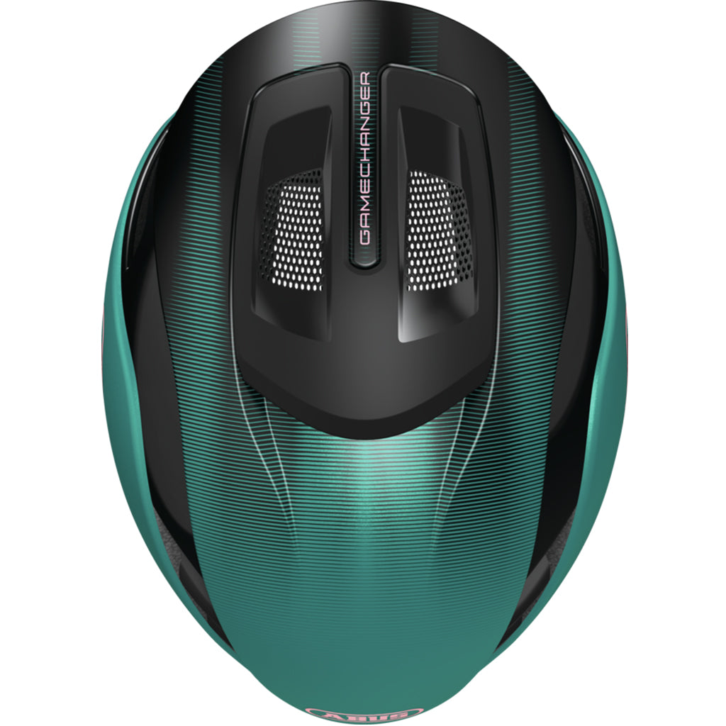 Abus Gamechanger 2.0 MIPS cycling helmet in Tropical Turquoise designed for top-rated comfort and safety.