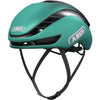 Abus aero cycling helmet with ActiCage reinforcement and ponytail compatibility in matt turquoise.

