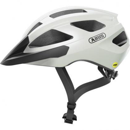 Abus Macator MIPS Helmet in Pearl White – Front View