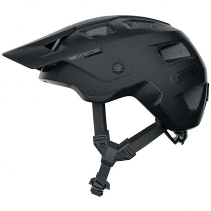 Abus MoDrop MTB Helmet in Velvet Black, front view.