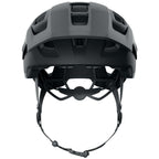 Abus MoDrop mountain bike helmet in Velvet Black, showing the adjustable visor.
