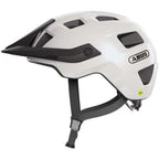 The Abus MoTrip MIPS Helmet in Shiny White is designed for safe and comfortable off-road mountain biking.