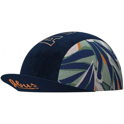 The Abus Race Cap in Adventure Blue fits perfectly under a road bike helmet for comfort and protection.

