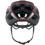 Abus Bloodmoon Red helmet featuring ponytail compatibility and air cooling.