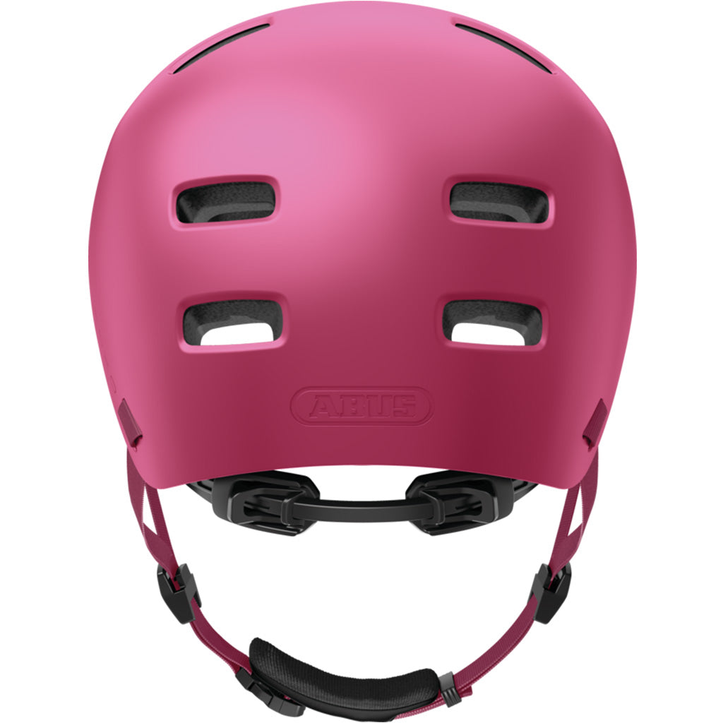 Hard shell city helmet in red with padded chin strap