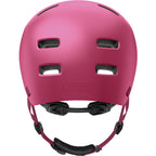 Hard shell city helmet in red with padded chin strap