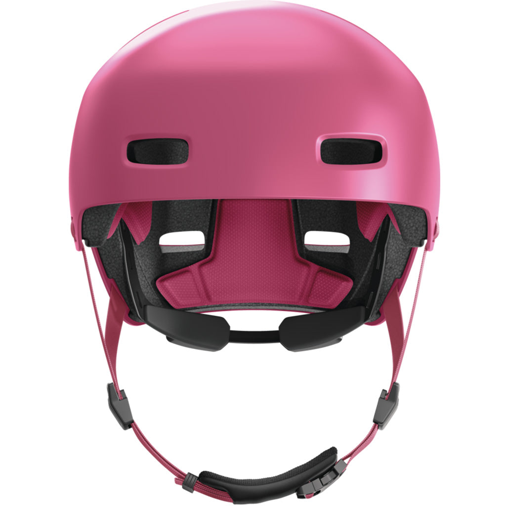 Stylish red Abus helmet for city bikers and skaters