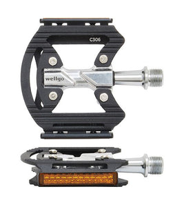 Wellgo C-306 CNC Aluminium Flat Pedal-Black/Silver
